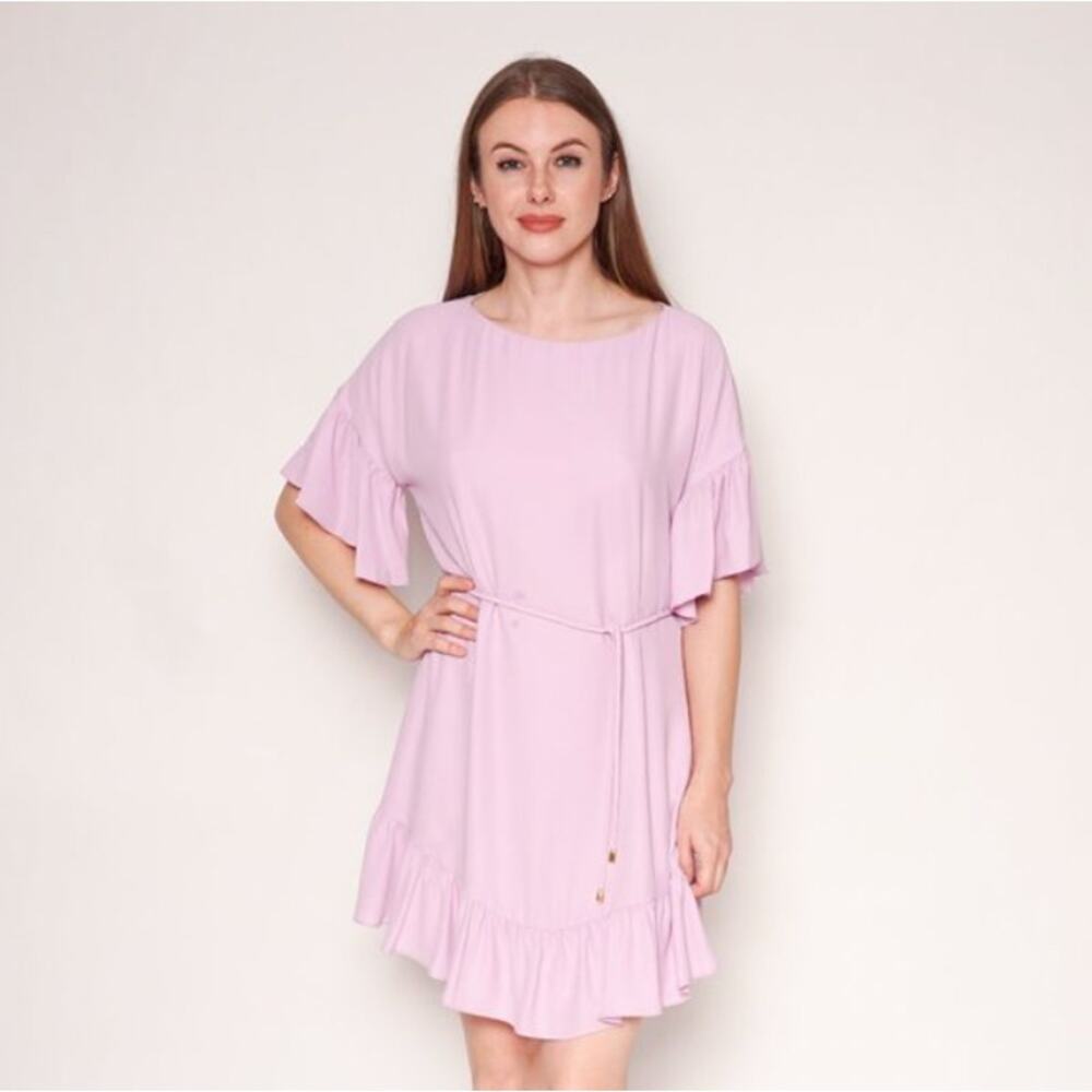 AMANDA UPRICHARD Lilac Ruffle Waist-Tie Dress Small NWOT